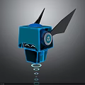 Blue Tech Robot Character With Glowing Wings And Circular Light Effects