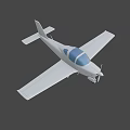 Small White Airplane With Propeller And Two Seats Straight Wings Design 3d model