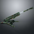 Camouflage Military Weapon With Tripod Stand Long Barrel And Mechanical Structure