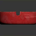 Red Circular Ashtray With Smooth Surface And Reflective Background Design