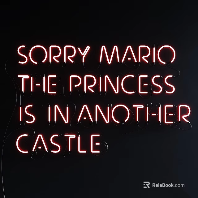 Neon Decorative Light Featuring Classic Game Quote Sorry Mario The Princess Is In Another Castle 3d model 