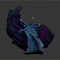 3D Rendered Fantasy Creature With Vibrant Purple Blue Pink Colors Tentacles And Intricate Texture