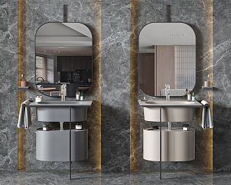 Modern sink bathroom cabinet combination 3d model