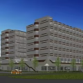 Aerial Planning Of Large Multistorey Building Complex With Green Space Trees Road Pedestrians And Vehicles