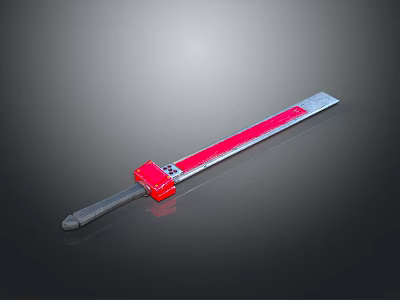 Long Red Metal Blade Weapon With Decorative Handle And Sharp Edge 3d model