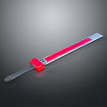 Long Red Metal Blade Weapon With Decorative Handle And Sharp Edge 3d model