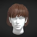 Brown Short Hair With Braid And Bangs On Head Model Side View 3d model