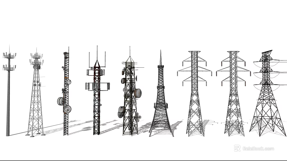 Industrial Equipment Various Power And Communication Tower Structural Designs 3d model 
