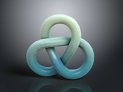 Organ And Hair Inspired Intertwined Rings With Green Blue Gradient Smooth Surface 3d model