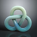 Organ And Hair Inspired Intertwined Rings With Green Blue Gradient Smooth Surface