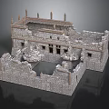 Ancient Architecture Ruins With Weathered Stone Walls Collapsed Structure And Stone Columns