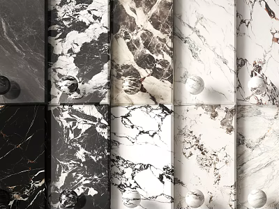 Natural Stone And Wood Texture Samples With Various Decorative Patterns For Interior Design 3d model