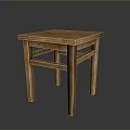 Simple Wooden Single Chair With Square Design And Four Legs Structure 3d model