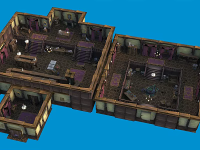 Modern Cartoon Scene Halloween Haunted House Set 3d model