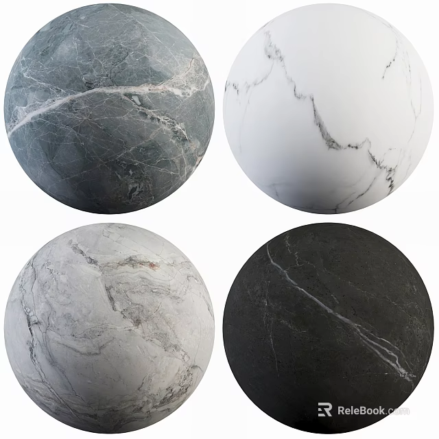 Marble Sphere Components With Various Colors And Natural Vein Textures 3d model