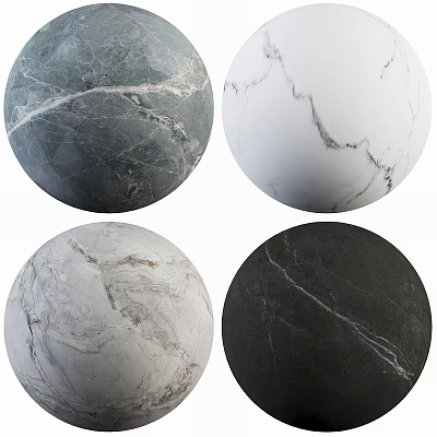 Marble Sphere Components With Various Colors And Natural Vein Textures 3d model