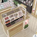 Cosmetics Specialty Store Interior With Organized Display Counters Lipsticks And Skincare Products