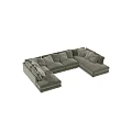 Cozy Modern Sectional Sofa With Multiple Soft Pillows And Warm Throw Blanket 3d model