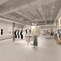 Modern Clothing Store Interior With Open Space Clothing Racks Mannequins And Cashier Counter