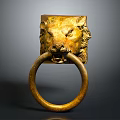 Golden Lion Head Door Knocker With Vintage Metal Ring Design