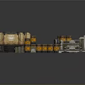 Industrial Storage Setup With Metal Crates Wooden Barrels And Orange Oil Drums