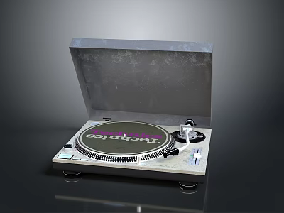 Classic Soundgear Turntable With Open Lid Retro Design And Vinyl Playback As Household Item 3d model