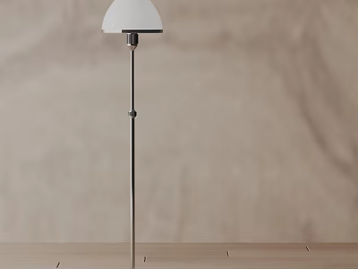 Modern Floor Lamp With White Lampshade Metal Pole And Wooden Base 3d model