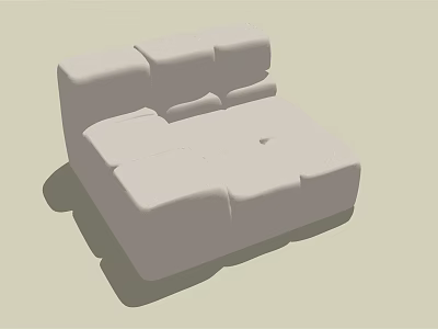 Modern White Single Sofa With Minimalist Block Design And Comfortable Seats 3d model