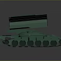 Green Tank With Multiple Rocket Launchers 3d model