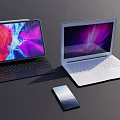 Contemporary Computer Devices Featuring Laptop Tablet And Smartphone With Bright Screen Displays 3d model