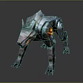 Futuristic Mechanical Beast With Glowing Red Eyes And Sharp Metallic Claws