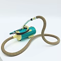 Retro Style Vacuum Cleaner With Attachments And Hose 3d model
