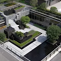Modern Garden Landscape With Stone Steps Green Plants And Water Features