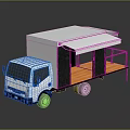 Converted White Truck With Open Platform Wooden Floor Black Railings And Retractable White Canopy