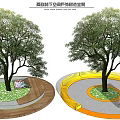 Arbor Centered Community Landscape With Circular Green Space And People Resting Leisurely