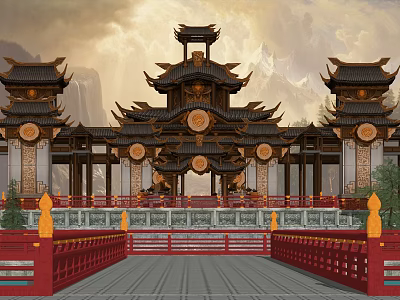 Nantianmen Tiangong Ancient Construction Movie Game Scene 3d model