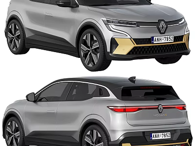 Renault SUV Silver Exterior Design Front And Rear Views 3d model