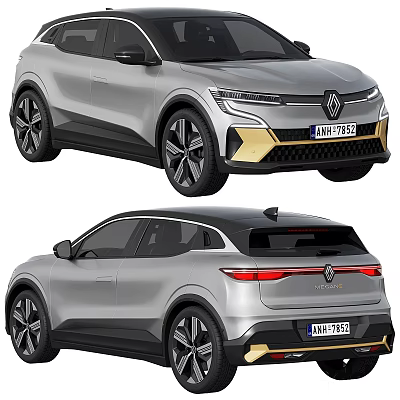 Renault SUV Silver Exterior Design Front And Rear Views 3d model
