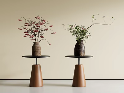 Middle Ancient Quiet Flower Vase Flower Art Dried Branches Flower Art Vase Flower Art Pottery Pot Vase Ornaments Flower 3d model