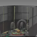 Mystical 3D Paper Model Ritual Scene With Stone Structure Golden Decorations And Central Object