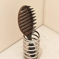 Stylish Wooden Hair Comb For Daily Use With Metal Spring Holder