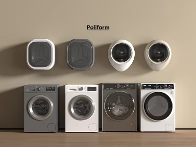 Poliform Washing Machines Featuring Different Wall Mounted and Floor Standing Models 3d model