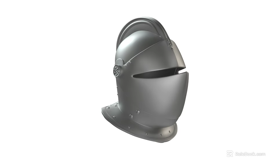 Historical Medieval Knight Helmet With Metal Construction Visor Design And Riveted Details 3d model 