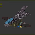 Sleek Black Toy Airplane Model With Blue Cockpit And Sci Fi Design Details
