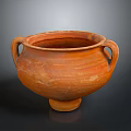 Handcrafted Orange Clay Pot With Two Handles Stable Base And Textured Surface For Daily Use