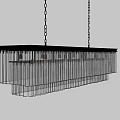Modern Black Metal Chandelier With Transparent Hanging Glass Strips Design