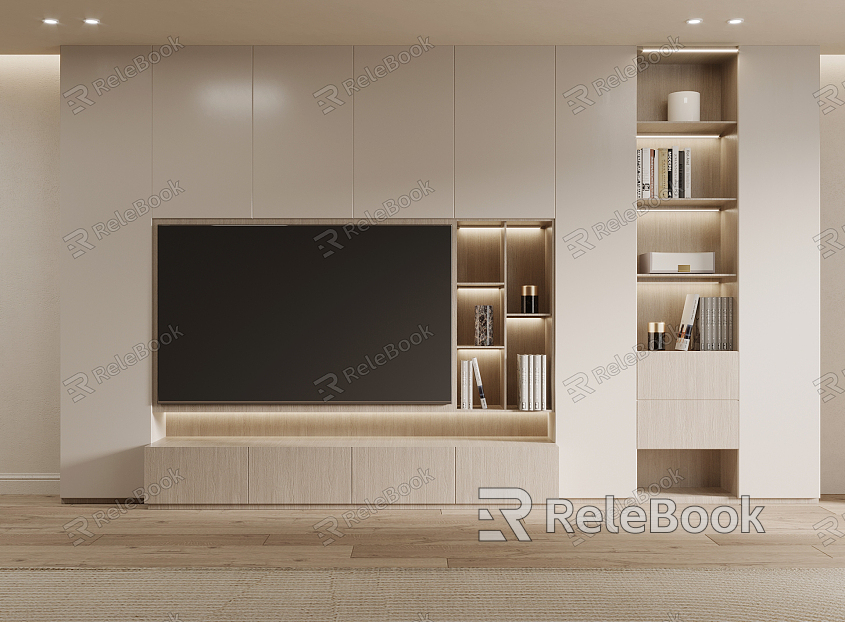 Modern TV background wall TV cabinet model