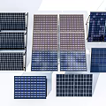 Different Solar Panel Types With Various Colors And Arrangements On 3d model
