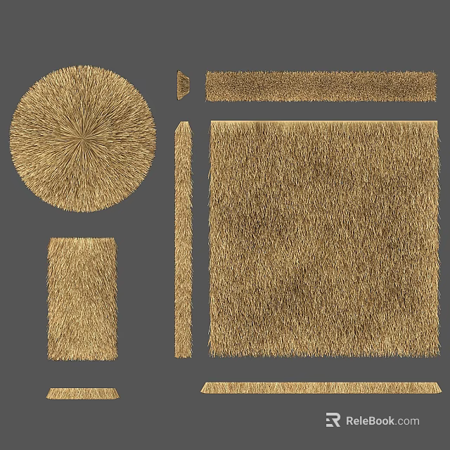 Golden Textured Architectural Components With Circular Rectangular And Strip Shapes 3d model