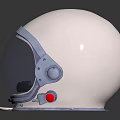 Astronaut Helmet With Reflective Visor White Shell And Red Accents On Black Background